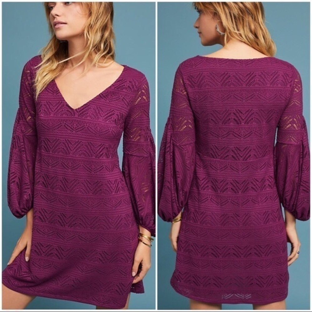 Anthro Maeve Laila Lace Dress Bell Sleeves Size XS